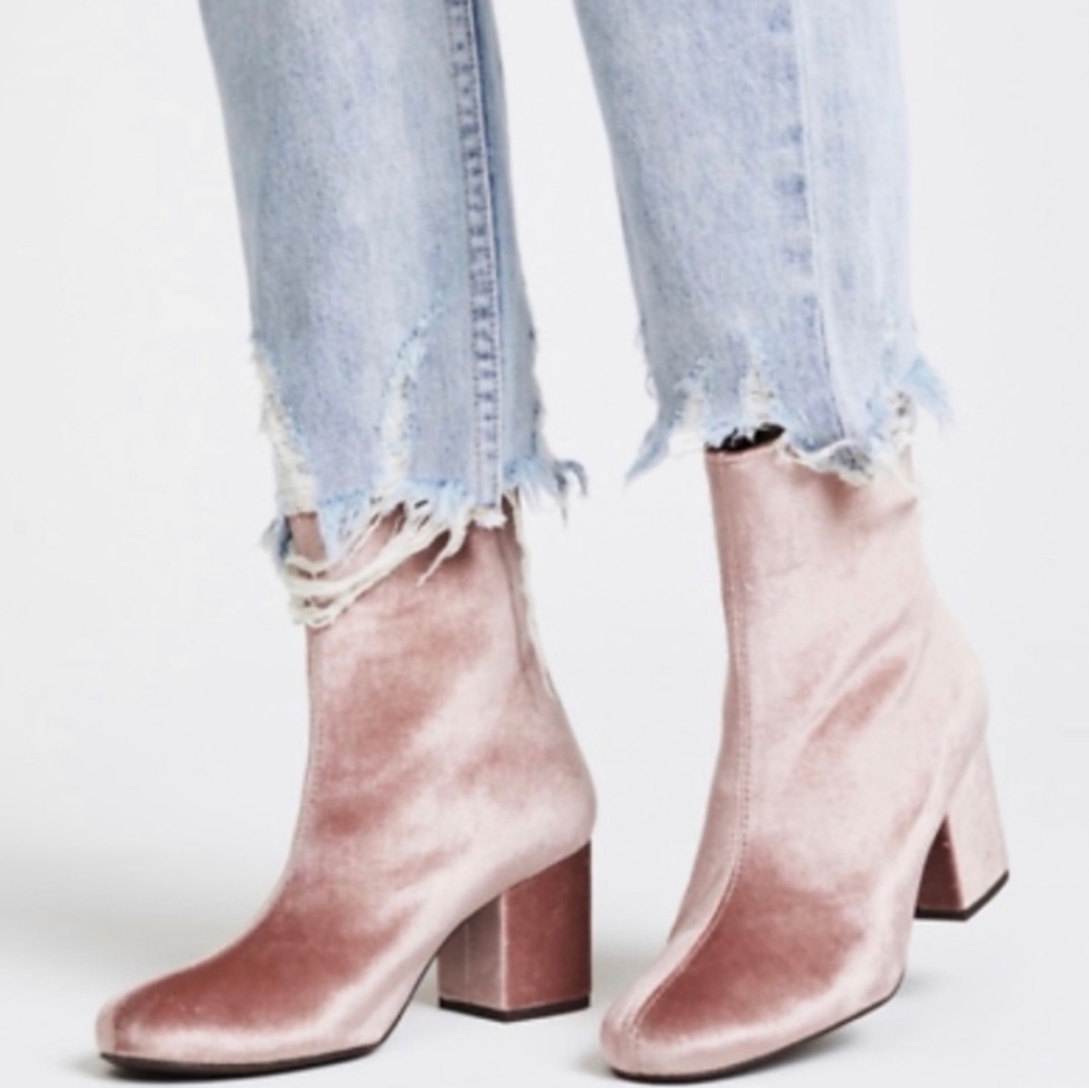 Free People Cecile Velvet Block Heel Boots New - Picture 2 of 6